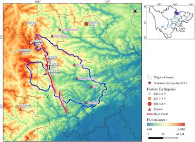 Estimation of broadband ground motion characteristics considering source parameter uncertainty and undetermined site condition in densely populated areas of Pingwu